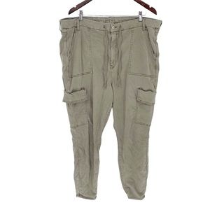 american eagle green curvy super hi-rise jegging cargo pants womens plus 24 long